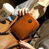 Oil wax cowhide small bag women's  new shoulder messenger bag women's fashion temperament leather women's bag mobile phone bag tide