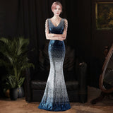 2025 Evening dress female company annual meeting host banquet temperament light luxury niche high-end sequined slim long dress