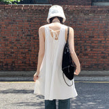 Suspender skirt Korean version women's summer short sleeveless U-neck vest skirt design strap cotton and linen dress women