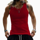 KKBOXLY 2025 popular summer new n tough guy men's T-shirt New men's threaded vest sports leisure fitness vest