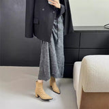 2025  Coarse Heel Pointed Short Boots Women's High Heel Suede Commuter Skinny Boots Sleeve Stretch Boots Fashion Boots