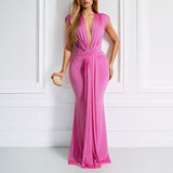 2025 spring women's evening dress temperament elegant deep V-neck slim-fitting hip-wrapping dress dress women