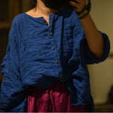 2025  23/7/Linen slave/Early autumn literary and retro soft waxy washed linen cardigan shoulder loose shirt