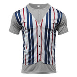 KKBOXLY 2025 popular New summer vacation two-piece T-shirt top men's n sports and leisure stripes slim-fitting crew neck short-sleeved men
