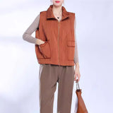 2025 counter cotton vest women's fashionable high-end pleated autumn and winter thick outer wear sleeveless jacket, loose top