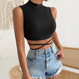 New sexy wind I-shaped sling vest summer new slim strap solid color short sleeveless top women