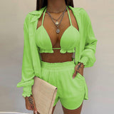 2025 women's clothing  popular new sexy three-piece set,  autumn beach fashion shorts set