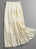 "Upper body light and breathable" solid color elastic waist pleated skirt a-shaped skirt chiffon skirt medium and long women's skirt L187