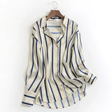 G419 vertical striped lapel single-breasted spring new 2023 commuter temperament long-sleeved OL versatile blouse shirt