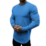KKBOXLY 2025 autumn and winter fitness long-sleeved slim-fit primer American crew neck elastic casual sports solid color inner top