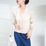 2025 high-end pleated short coat women's spring and autumn new bud design niche cardigan shawl top