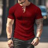 KKBOXLY 2025 popular summer new men's Henry shirt T-shirt outer size  casual knitted slim-fitting versatile top men