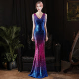 2025 Evening dress female company annual meeting host banquet temperament light luxury niche high-end sequined slim long dress