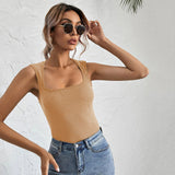 popular spot New  hot-selling sexy U-neck slim-fit T-shirt solid color versatile vest top female