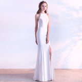 2025 Evening dress dress female neck slim slim slim model catwalk car model exhibition etiquette lady fishtail long dress