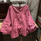 2025  22/12 Xiaoqiu, early spring literary and retro ramie cardigan collarless button-down shoulder shirt