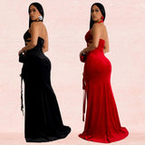 2025 C7156     fashion women's clothing neck bag arm sexy split dress new