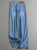 "Comfortable and easy to wear" Solid color soft high waist thin loose straight pants versatile jeans women's pants K909
