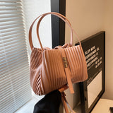 KKBOXLY 2025 Korean version of portable pleated rhombus bag women's popular new fashionable solid color versatile shoulder bag simple casual messenger bag