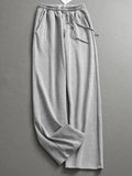 Gray sweatpants drawstring elastic waist loose straight-leg pants small wide-leg pants versatile casual sweatpants women's L479