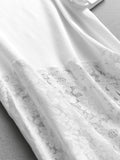 Solid color lace splicing split ends loose and thin  summer new long dress round neck T-shirt dress dress Z592