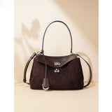 2025 popular New Autumn and Winter Premium Frosted Cowhide Medieval Underarm Bag Kelly Bag Portable One Shoulder Crossbody Large Bag Women's Bag