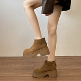 2025  Low-top velvet snow boots women's winter new thick-heeled thick-soled cotton boots small height-increasing warm short boots
