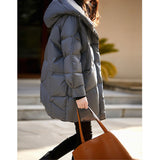 2025 High-end 90 white duck down, cocoon bread jacket, hooded down jacket Pinghu down jacket women's clothing medium and long women's winter