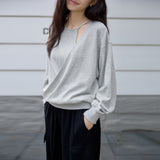 Niche design sense hollow cross top  spring women's fashion versatile round neck long sleeve pure cotton sweater