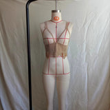 2025  4272 2025 hot-selling 2023 new sexy rhinestone inlaid diamond cloth splicing multiple fringed fashion chest wrap vest