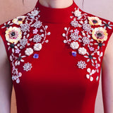 2025 Burgundy toasts  new spring sleeveless wedding bridal dress women's wedding dress morning robe cheongsam