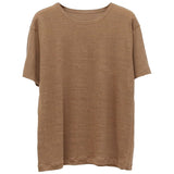 new short-sleeved T-shirt women's clothing Korean version imitation hemp bamboo cotton basic pullover with bottoming shirt T-shirt top