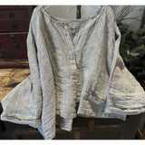 2025  23/2 Ah Sheng, literary and retro yarn-dyed linen cardigan, double-button collarless shirt