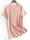 Skin-friendly and breathable linen blended crimped short-sleeved basic versatile  summer new casual women's T-shirt K384