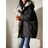 2025 High-end 90 white duck down, cocoon bread jacket, hooded down jacket Pinghu down jacket women's clothing medium and long women's winter