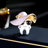 2025 New creative personalized design feeling clothing corsage anti-light pin cute vacation style hat teeth small brooch