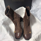 2025  Short Heel Round Head Splicing Elastic Skinny Boots High Heel Back Zipper Women's Boots