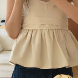 Korean version of the new sweet and cute princess style A-shaped suspender top, pleated design lotus leaf pendulum age-reducing vest for women