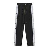 KKBOXLY 2025 Men's sweatpants breasted button-down casual pants autumn loose straight wide-leg buttons decorative large-size trousers
