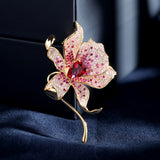 2025 Heavy Industry Color Zircon High-end Lily Corsage Female Elegant Luxury Atmospheric Suit Pin Plant Flower Brooch