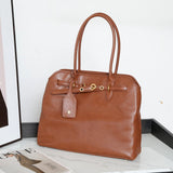 Light luxury portable large-capacity commuter briefcase New women's bag retro tote bag top layer vegetable tanned cowhide shoulder bag