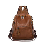 2025 fashion PU backpack single shoulder crossbody backpack large capacity splicing wind going out commuting fringed women's backpack