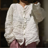 2025  23/7/Linen slave/Early autumn literary and retro soft waxy washed linen cardigan shoulder loose shirt