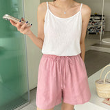 Korean ins style bamboo cotton suspender top summer new U-neck versatile casual sleeveless vest women's clothing can be worn outside