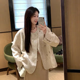 Jacket Women's Spring New Chinese Jacquard Texture Cardigan Crew Neck Slant Placket National Style Versatile Short Top C0326