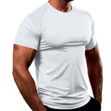 KKBOXLY popular new solid color fitness clothes men's T-shirt quick-drying breathable sports running training tights men's top