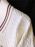 Contrasting color striped lapel embroidery retro twisted flower ice feeling skin-friendly  summer new short-sleeved women's knitted sweater Z310
