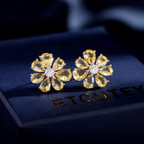 2025 S925 silver needle sweet temperament niche design feeling water drop zircon inlaid earrings wholesale fairy wind flower stud earrings