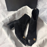 2025  Short Heel Round Head Splicing Elastic Skinny Boots High Heel Back Zipper Women's Boots