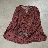 2025    23/8/Early Autumn/Early Autumn Literary Retro Linen Printed Cardigan Shoulder Crew Neck Shirt